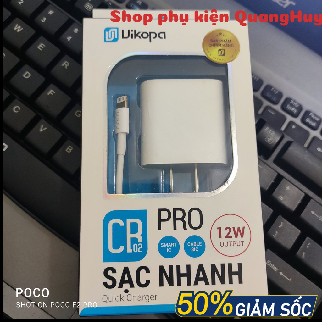 Bộ sạc nhanh Vikopa 12w CB02 pro dành cho iphone giá rẻ chính hãng