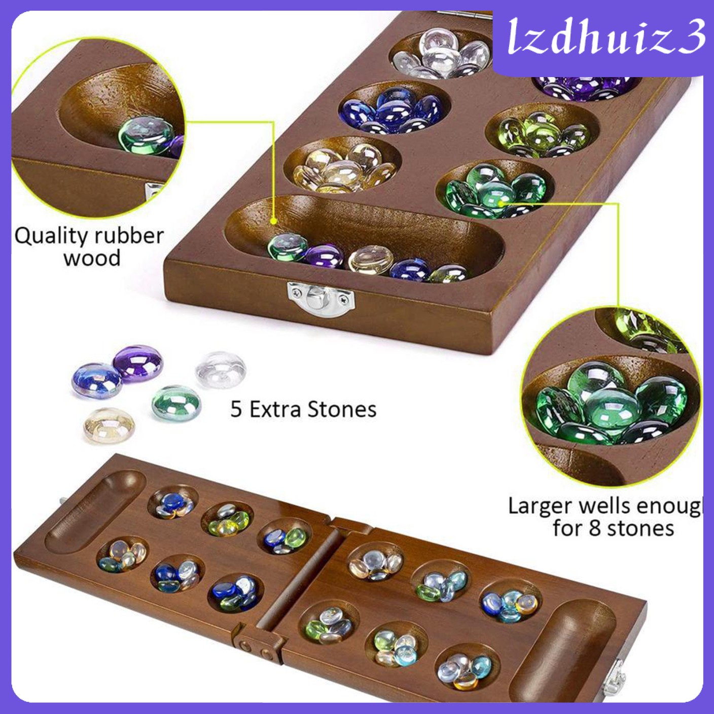 Bộ Trò Chơi Mancala Chiến Lược Bằng Gỗ Cho Trẻ Em Và Người Lớn