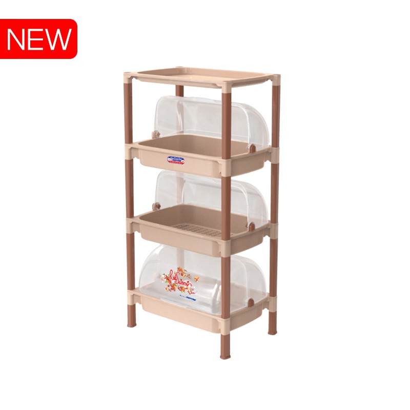 (Hà Nội) Kệ Đựng Chén Bát Nhỏ 3 ngăn Duy Tân (Nâu) 47 x 35.5 x 110 cm