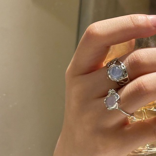 Nhẫn Bạc Đính Đá Opal Đơn Giản Cho Nữ