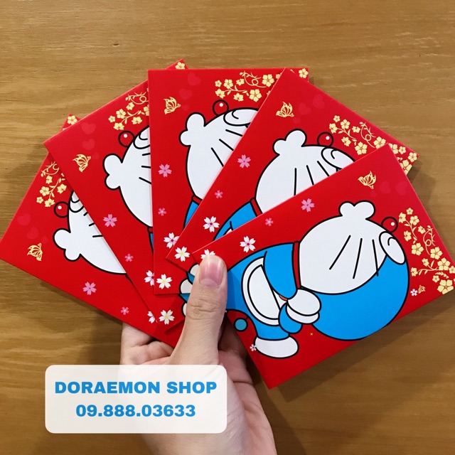 Bộ 10 Bao Lì Xì Ngắn Doremon Doraemon