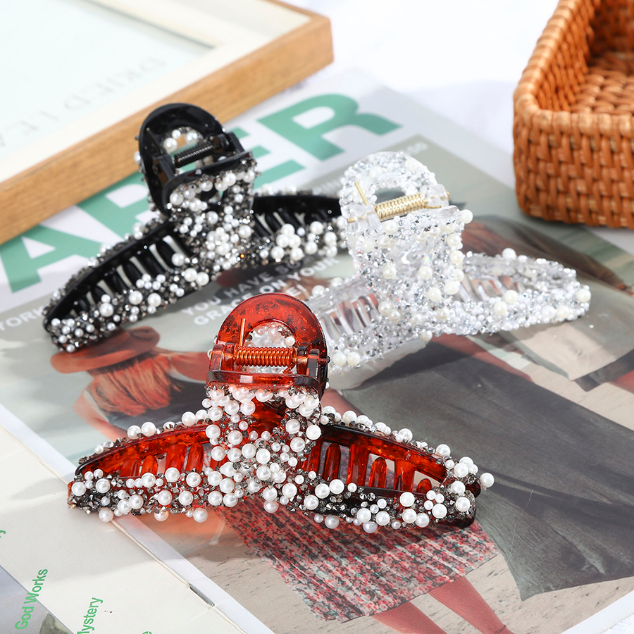 Kẹp bấu tóc đính đá và ngọc trai sang trọng cho nữ