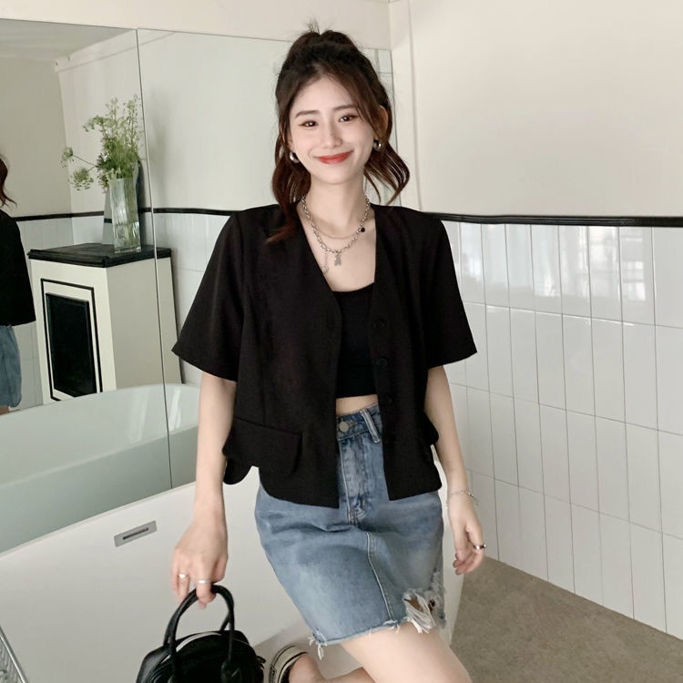 Áo Khoác Vest Ngắn Thời Trang Mùa Hè Phong Cách Hàn Quốc Cho Nữ