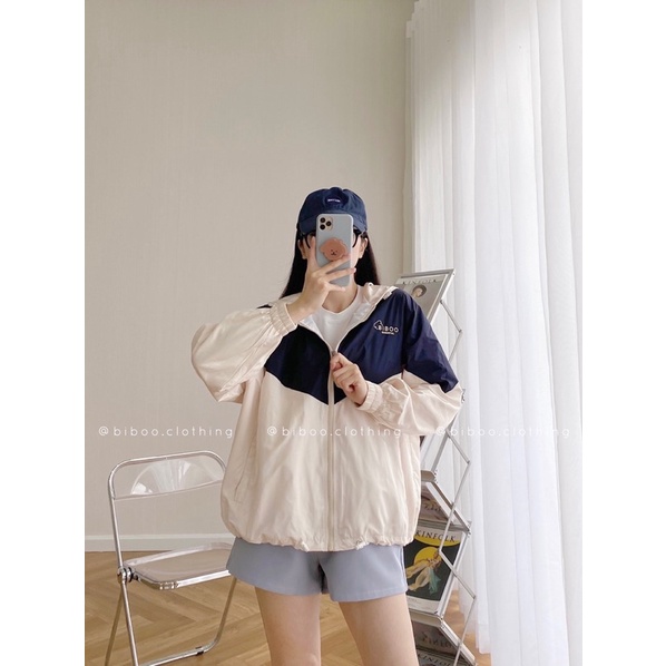 BIBOO - Áo khoác dù 2-COLOR DAILY JACKET phối 2 màu form rộng xinh xắn