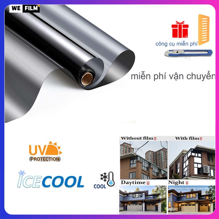 Màng dán cửa sổ một chiều tráng gương kiểm soát nhiệt chống tia UV giữ riêng tư cho nhà ở