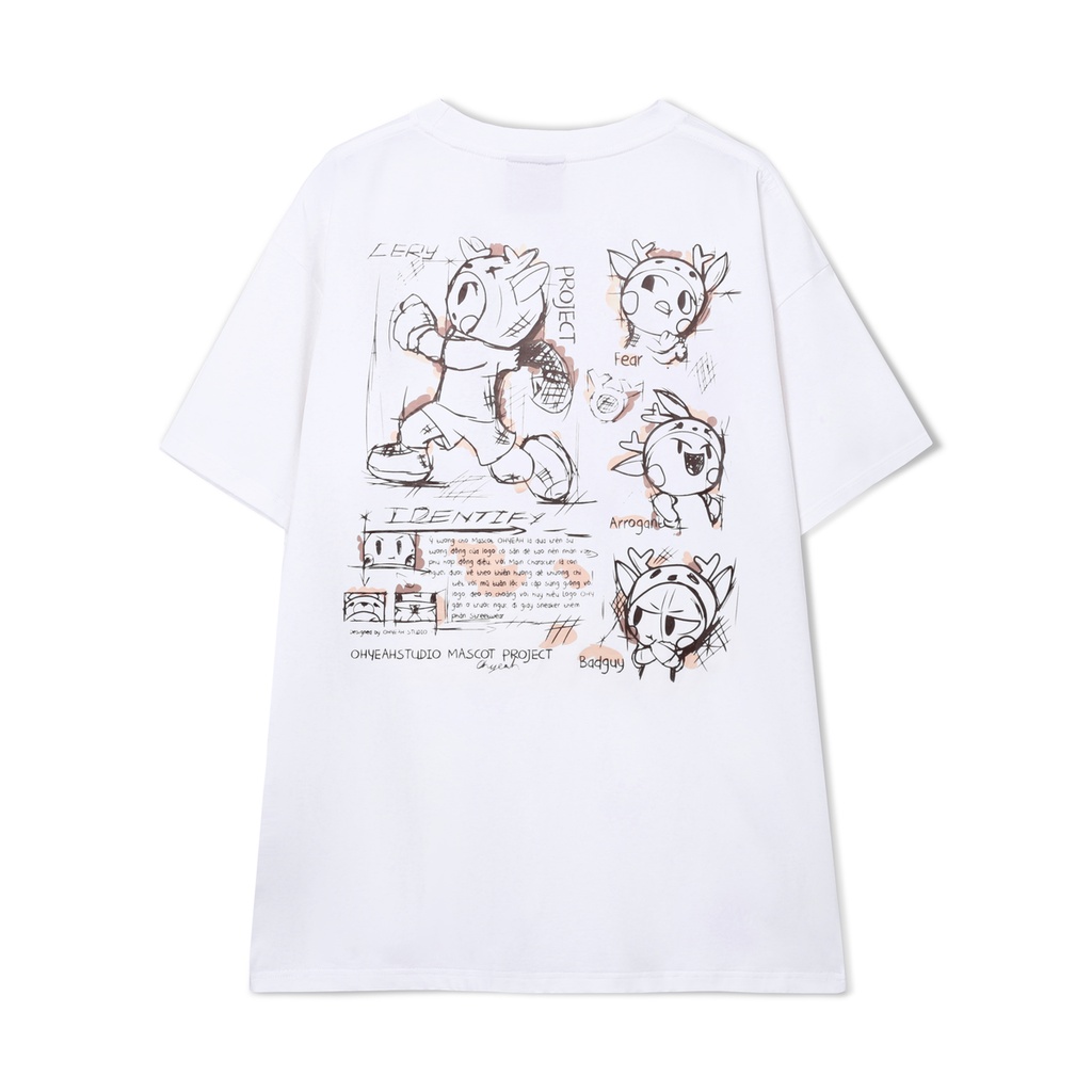Áo thun unisex Local Brand OHYEAH tay lỡ MASCOT SKETCH TEE form rộng