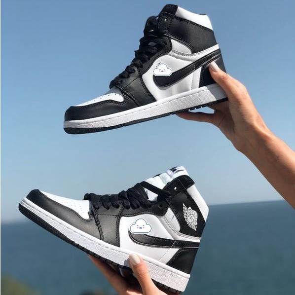 Giày thể thao Jordan 1 cao cổ đen trắng, Giày JD1 high panda nam nữ cao cấp Full Box Bill