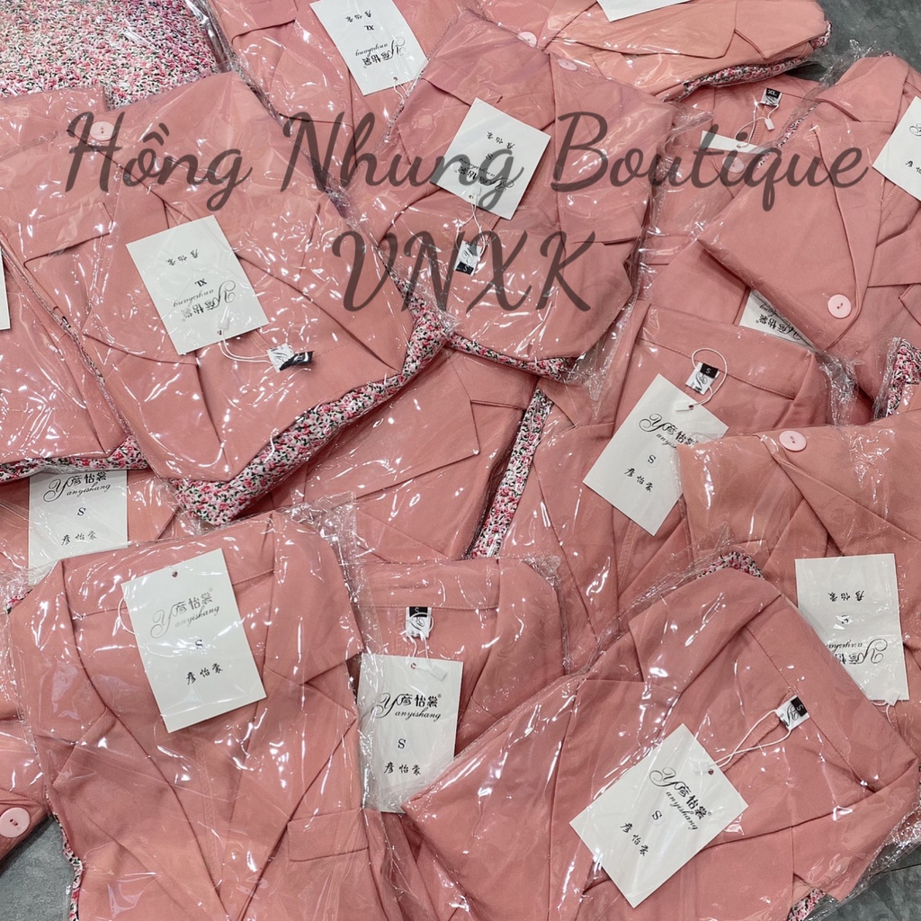 Sét Váy Hai Dây Hoa Nhí Hồng Kết Hợp Aó Vest ,Bộ đầm hoa nhí Hồng, Sét Vest Hồng