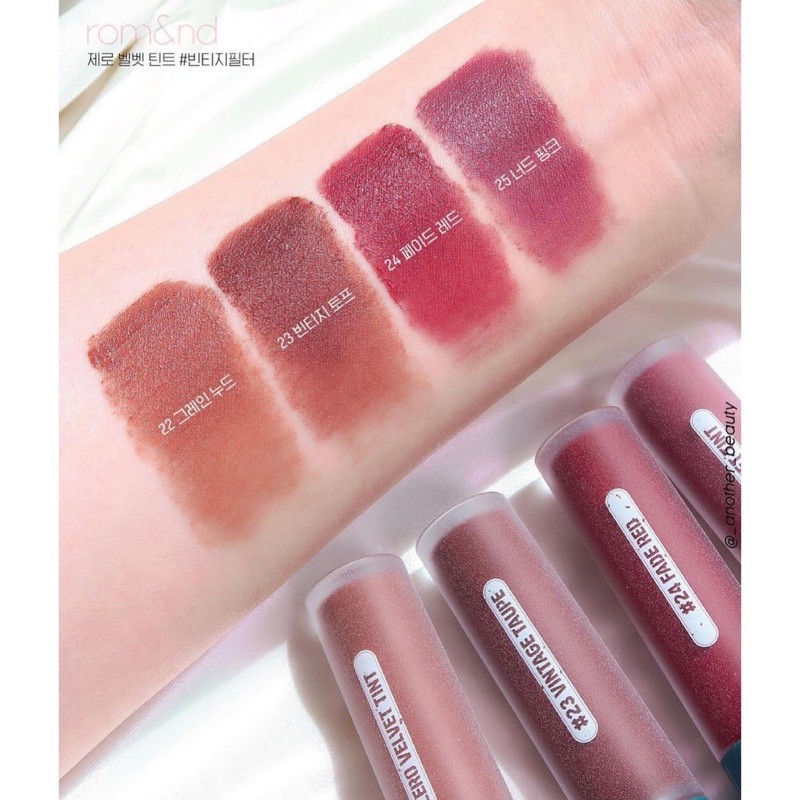 ROMAND BARE JUICY LASTING TINT & ROMAND VINTAGE FILTER ZERO VELVET TINT