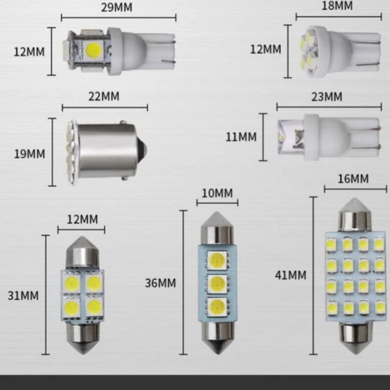 Set 14 đèn LED 1157 T10 31/36/41mm gắn biển số xe ô tô