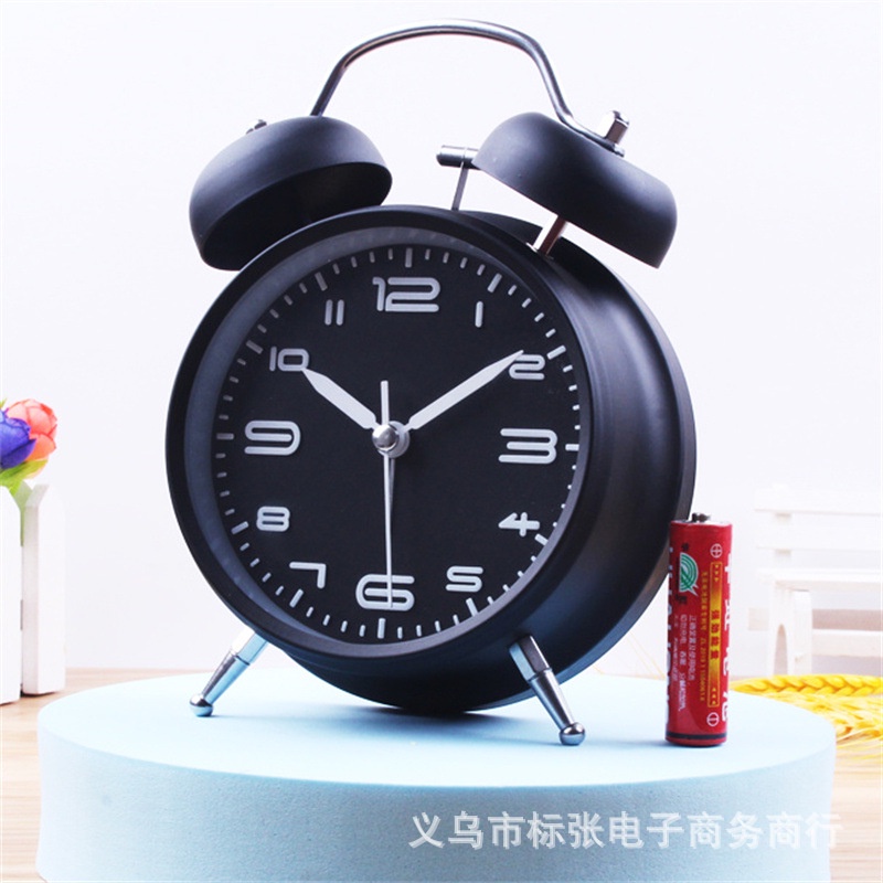 Đồng hồ kim loại báo thức có đèn ngủ