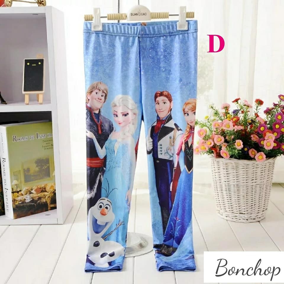 Quần legging bé gái thun lạnh in hình 3D hàng vnxk