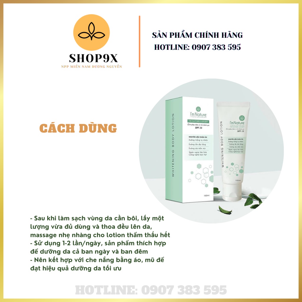 Kem Dưỡng Trắng Da Toàn Thân I'm Nature Whitening Body Lotion I'M NATURE 150ml SPF15+ | BigBuy360 - bigbuy360.vn