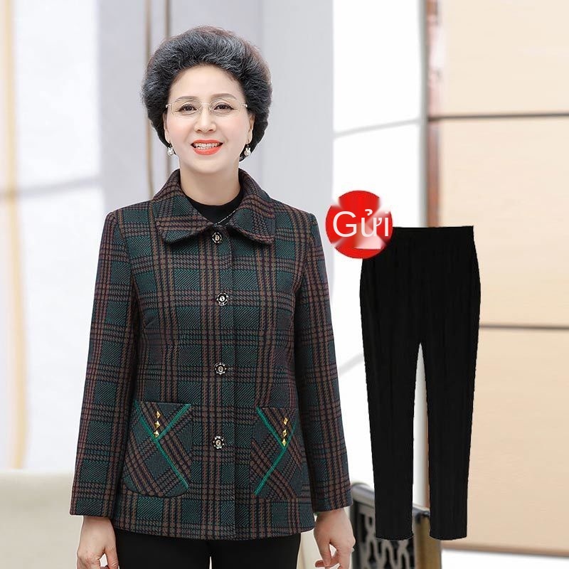 Áo khoác xuân cho phụ nữ trung niên và cao tuổi, bà mẹ già, ngoại 60-70 tuổi thu 80