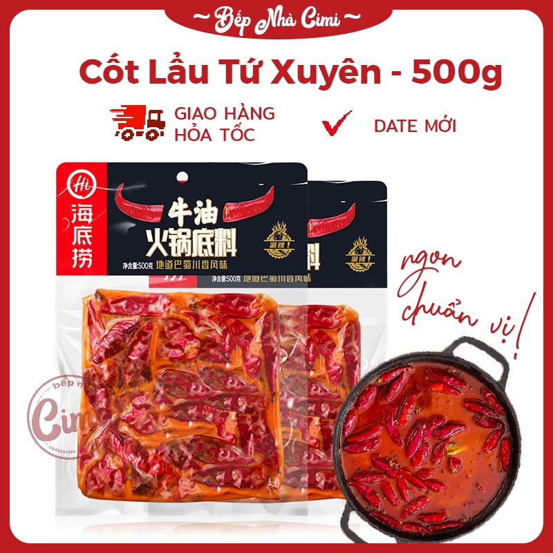 Cốt Lẩu Tứ Xuyên Tê Cay Haidilao 500gr - Gia Vị Lẩu Cay Trùng Khánh