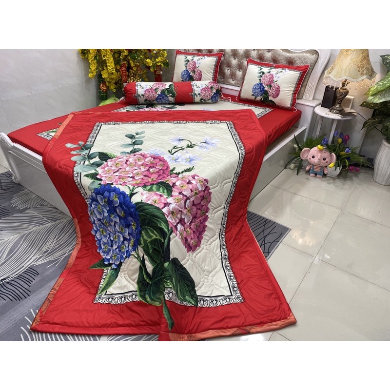 Drap thun lạnh 5D cao cấp mẫu hoa ( 5 màu)