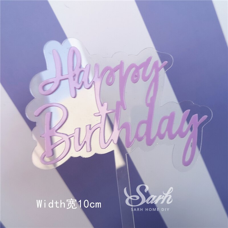 Que Cắm Trang Trí Bánh Kem Chữ Happy Birthday Màu Hồng Tím Lấp Lánh