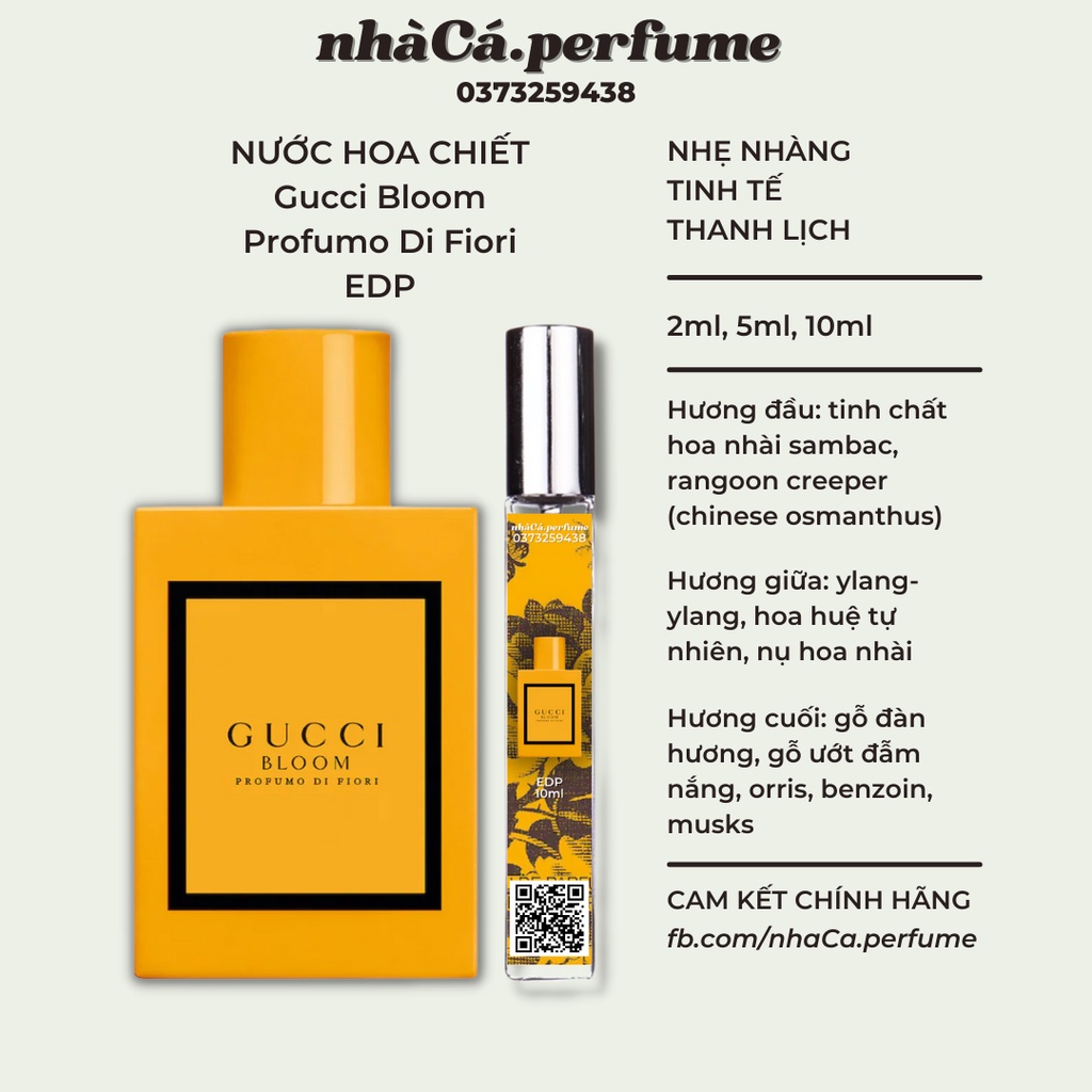 (Chính Hãng) Nước Hoa Unisex Gucci Bloom Profumo Di Fiori EDP Hương Hoa Cỏ Độc Đáo Nhẹ Nhàng Tinh Tế