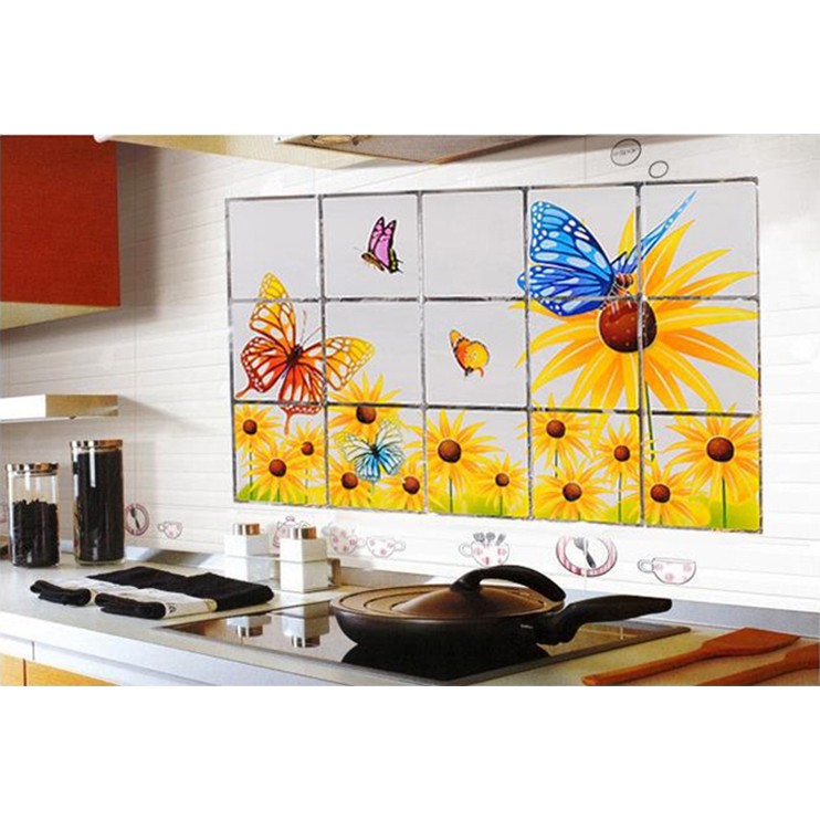 <[Sỉ 6.800Đ]> Miếng Dán Cách Nhiệt Trang Trí Nhà Bếp 45x75 Cm - Không Thấm Nước Dầu Mỡ - Decal Dán Tường