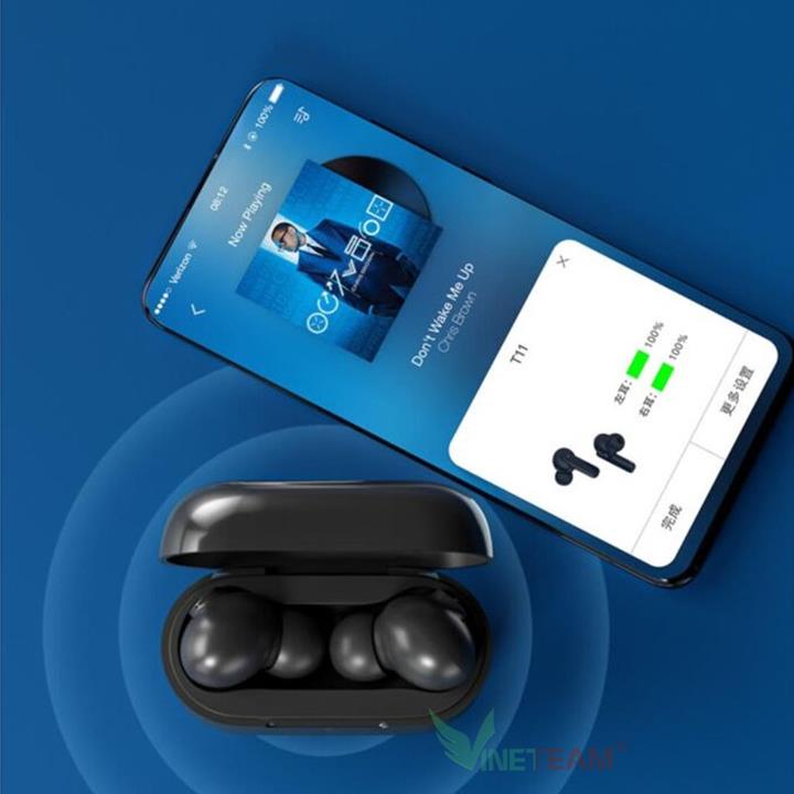 Tai nghe Bluetooth QCY T11 - 4 micro siêu đàm thoại - Bluetooth 5.0 TWS True Wireless - chống nước, mồ hôi IPX5 -dc4478