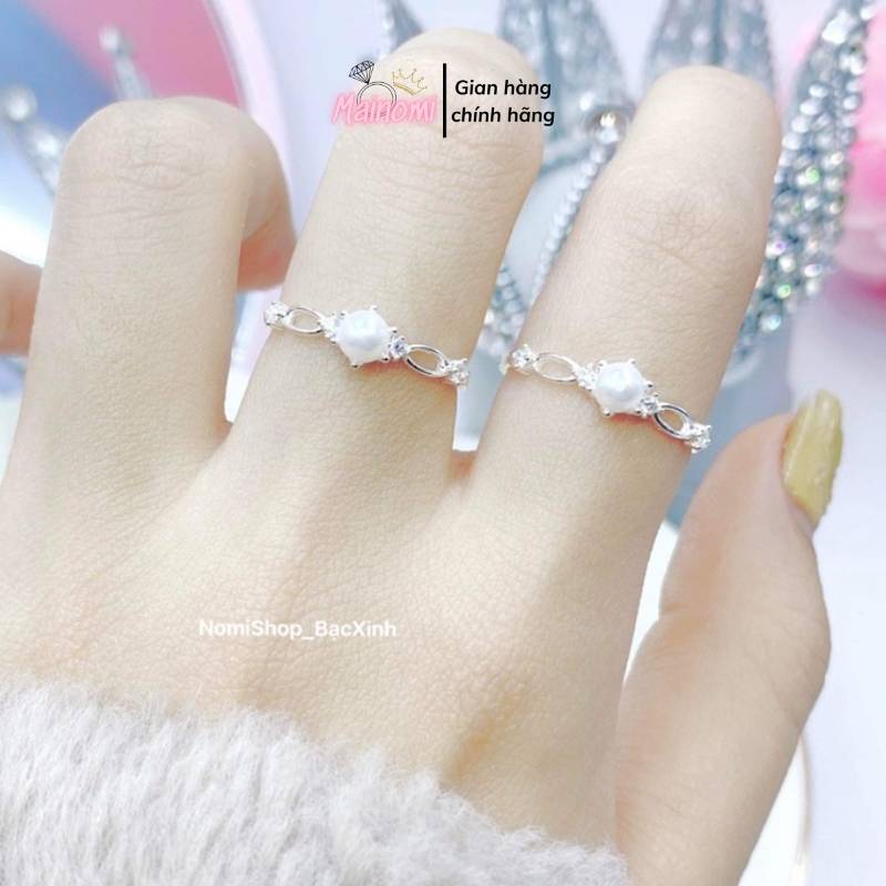 Nhẫn nữ xinh freesize Điểm nhấn Trai xinh xắn, Nhẹ nhàng tinh tế Mainomi Shop Bạc Xinh