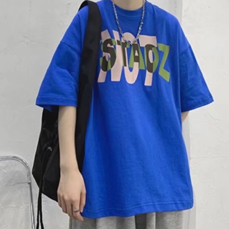 Áo Thun Nam Tay Ngắn Dáng Rộng Có In Chữ Phong Cách Hàn Quốc Thời Trang