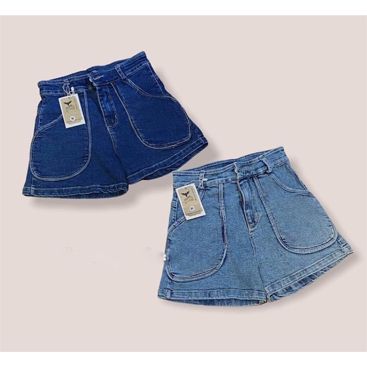 Quần Short Jean Nữ Kiểu Dáng Basic Có Túi Hai Bên Quần Vải Bò Co Dãn Tốt Hàng VNXK