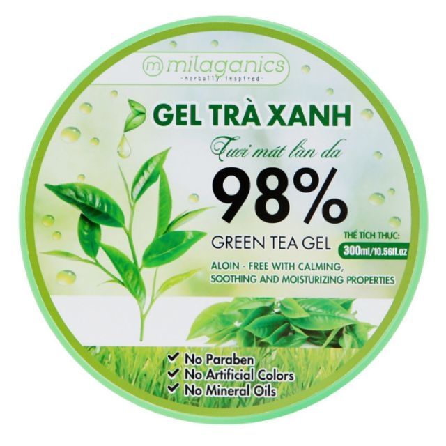 Gel Trà Xanh Tươi Mát Làn Da Milaganics 300ml