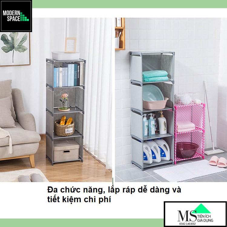 Giá sách Lắp ráp Đa chức năng (Nâng cấp mặt lưng) - GIá lắp ghép 5 tầng, 4 ngăn GD-083