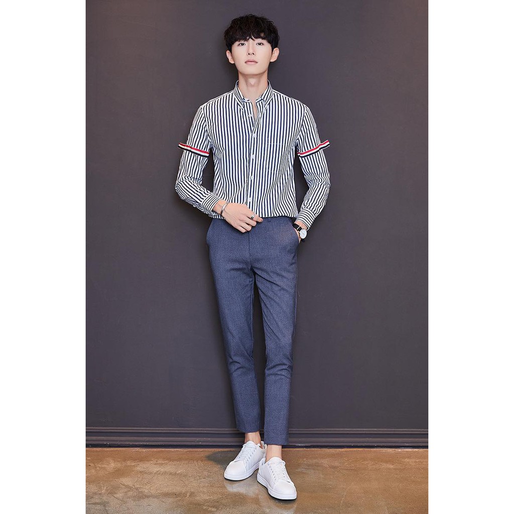 Sơ Mi Thom Browne Kẻ To Vạch Tay 2 Bên