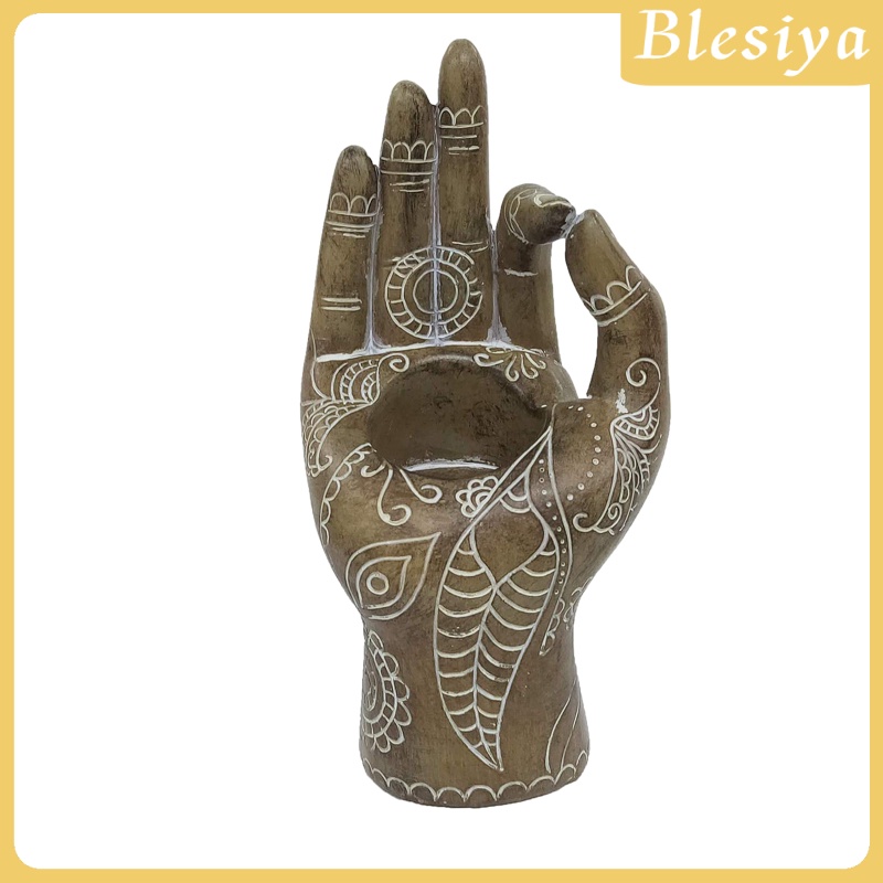 [BLESIYA] Buddha Yoga Candle Holder Mudra Hand Tabletop Tealight Decor Statues Home Office Yoga Studio Collectible Figurines Candlestick for Relieve Pressure