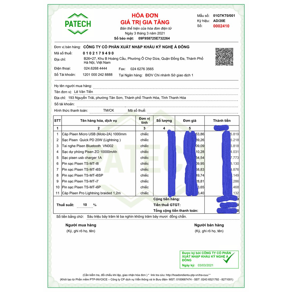 Cáp sạc 3 đầu 3in1 chính hãng PISEN - PATech phân phối - Bảo hành toàn quốc 18 tháng chính hãng.