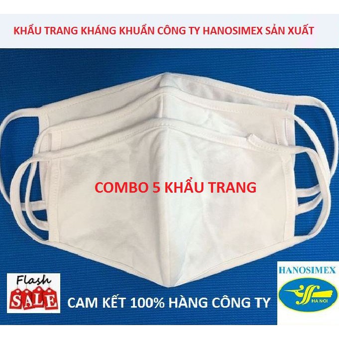 Combo 5 Khẩu Trang Vải, Kháng Khuẩn Công Ty Hanosimex Và Kính Phòng Dịch Chặn Giọt Bắn