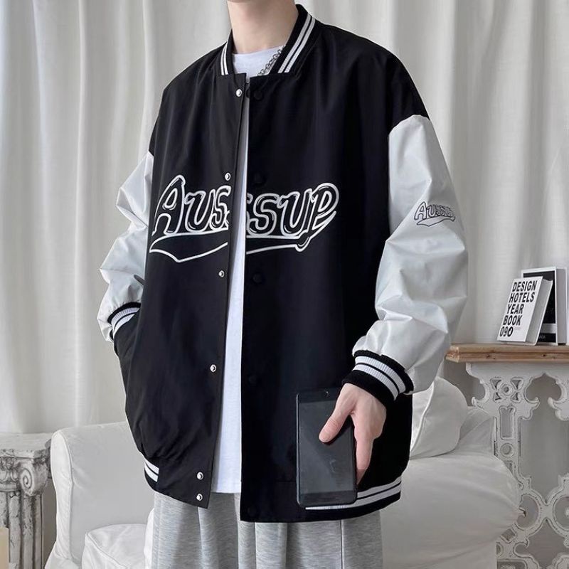 Áo Khoác Dù Bomber Kiểu Nam Nữ In Chữ AUSSUP Thời Trang Unisex