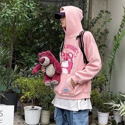 ZHELIHANGFEI Áo Hoodie Dáng Rộng In Họa Tiết Hoạt Hình Dễ Thương