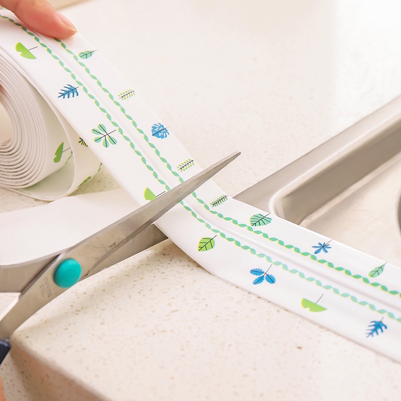 Cuộn 3.2M Băng dính DÁN VIỀN toilet, bồn rửa chén HOA VĂN chống thấm nước PVC