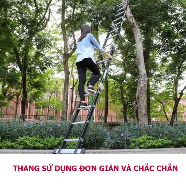 Thang nhôm gấp gọn 4 đoạn Advindeq ADM104, thang gấp chữ A đa năng (12 tư thế,cao chữ A. 2.26m,chữ 4,64m) Bh 2 năm