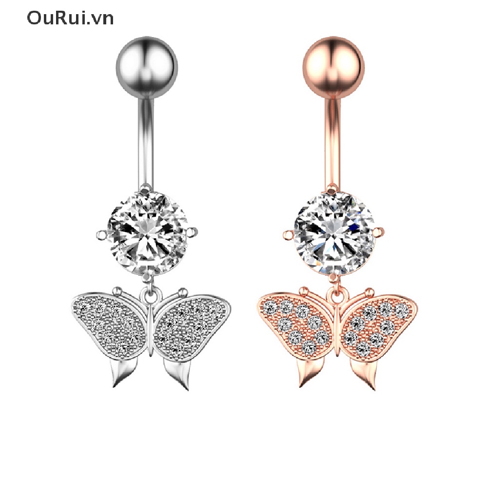 Khuyên Rốn Hình Bướm Đính Đá Pha Lê