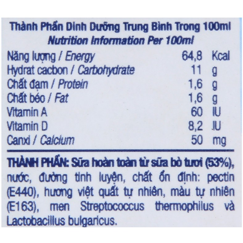 [CHÍNH HÃNG] Sữa Chua Uống Tiệt Trùng TH True Yogurt Hương Việt Quất Tự Nhiên Thùng 48 Hộp x 180ml