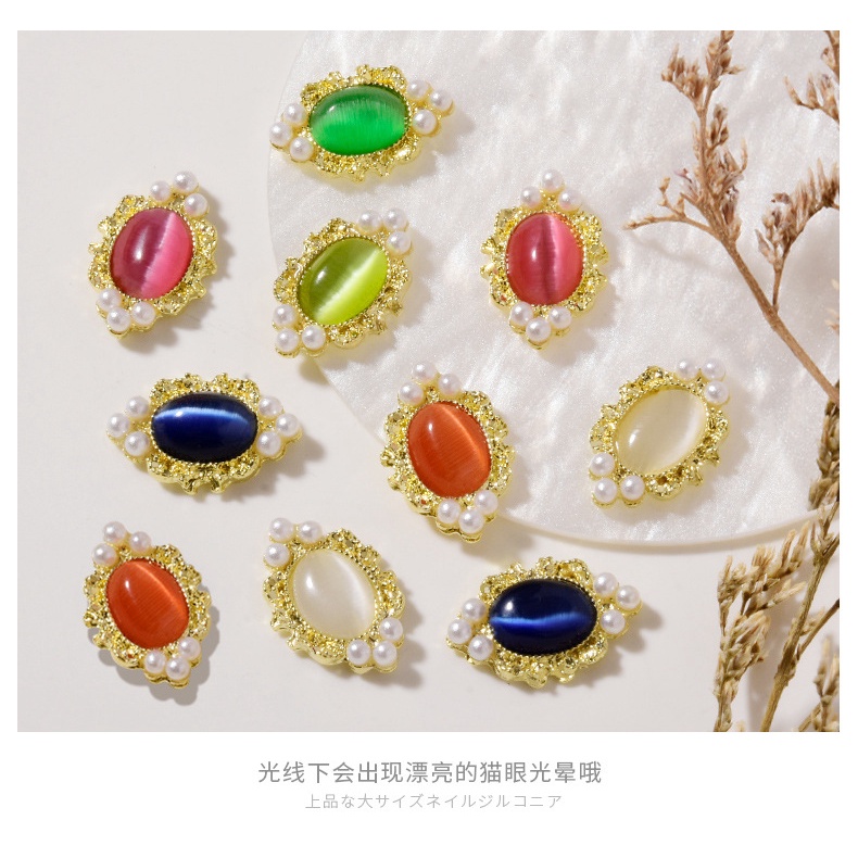 Phụ Kiện Trang Sức Móng Tay Bằng Hợp Kim Đính Ngọc Trai Và Đá opal Thần Kỳ Mới