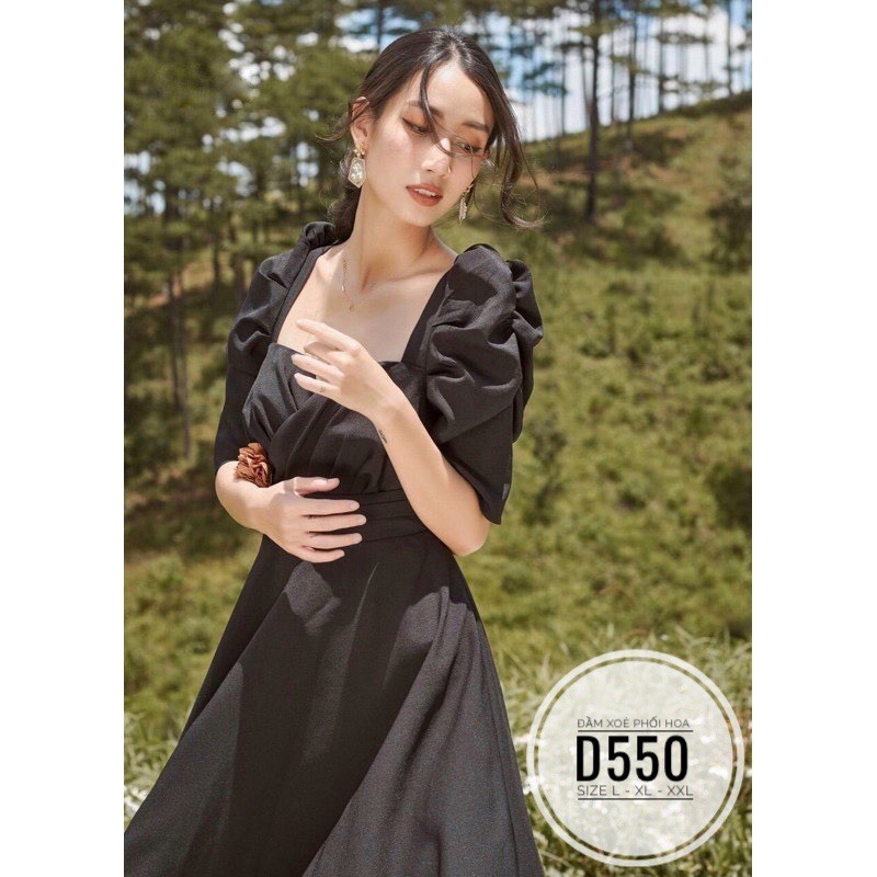 Váy Bigsize, Đầm Bigsize Xoè Phối Hoa D550  60-100 Kg A