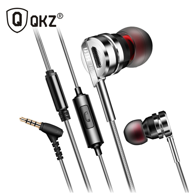 QKZ DM9 Zinc Alloy HiFi Earphone In Ear Earphones Bass Metal DJ MP3 Headset Sports Headset with Microphone