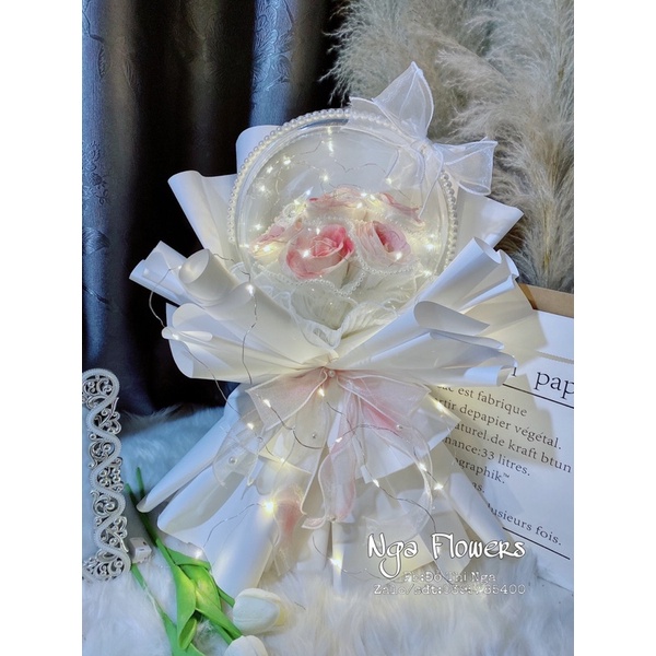 [ Quà Tặng] Bó Hoa Bóng Mix Viền Ngọc