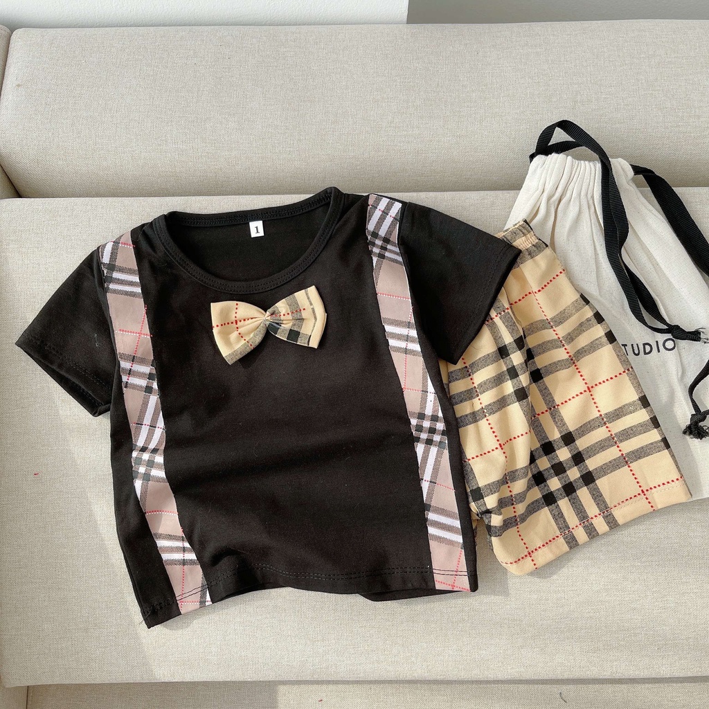 Quần áo cho bé trai, Sét bộ cộc tay nơ công tử chất cotton cao cấp cho bé từ 7-18kg sâu shop