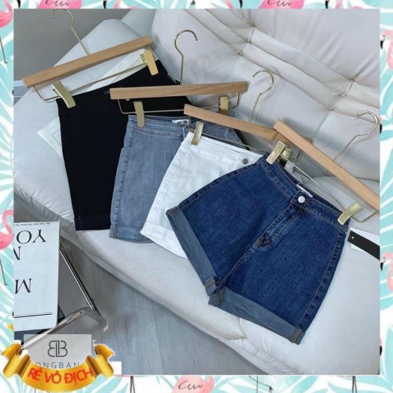 Quần sooc jeans trơn gập gấu nhiều màu cạp cao siêu đẹp hothit