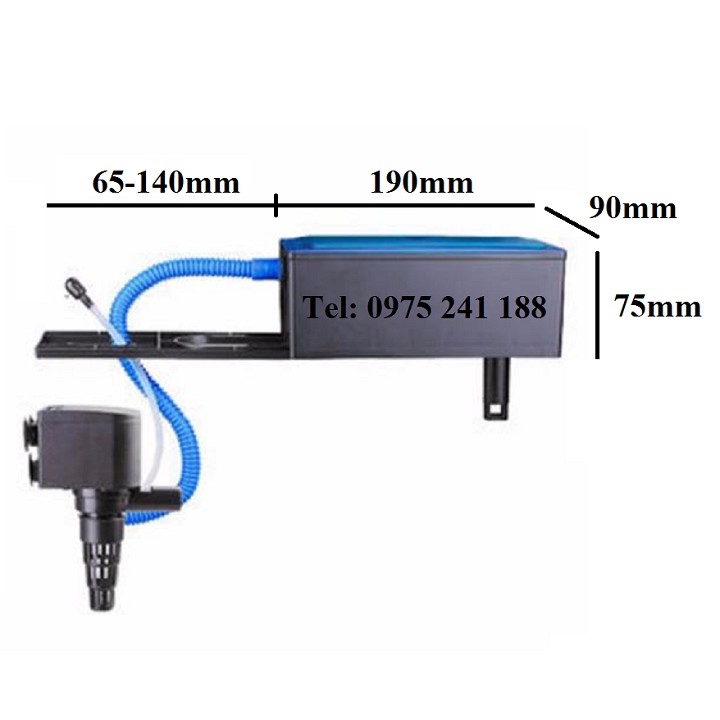 (TẶNG BÔNG LỌC) Máy lọc máng RS-188 cho bể cá, vừa bơm, vừa lọc, vừa thổi khí oxi + tặng bông lọc