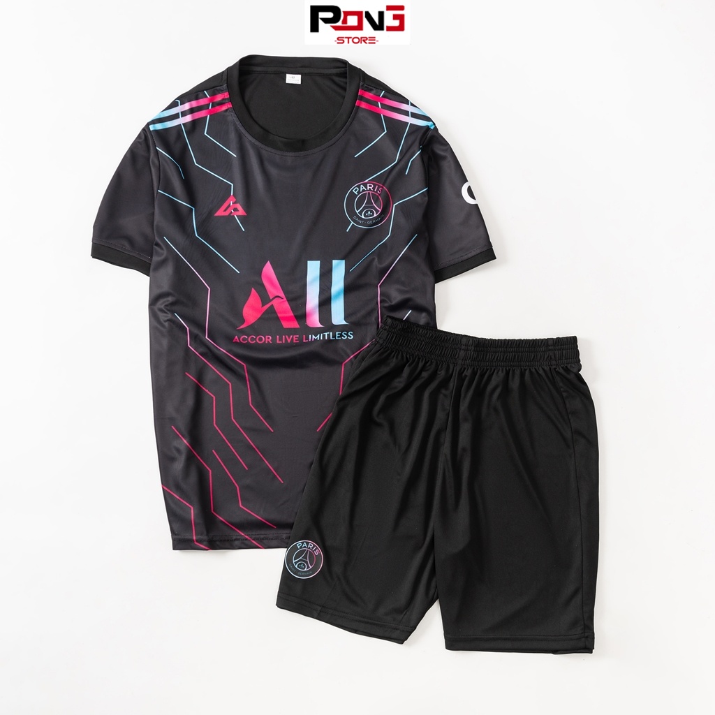 Bộ bóng đá nam, nữ chất thun lạnh  câu lạc bộ Paris Saint-Germain PSG. Bộ đồ đá banh CLB PSG co giãn thấm huýt mồ hôi