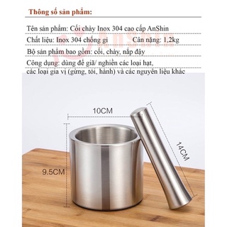 Cối Chày Inox 304 Đế Chống Trượt