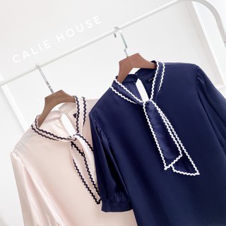 Áo sơ mi lụa cổ Z thời trang Calie House A191