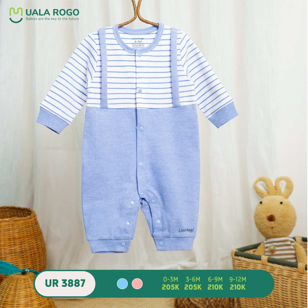 Body Dài tay thu đông nỉ cotton kẻ ngang bé trai bé gái Uala Rogo 3887